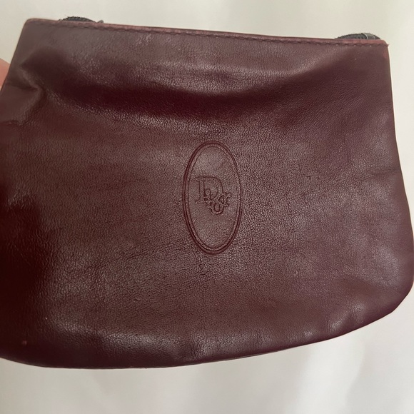 Authentic Vintage Christian Dior Burgundy Leather 3 Compartment Pouch Bag - Picture 1 of 11